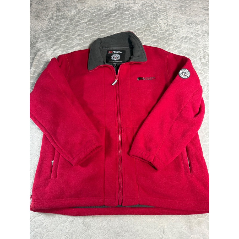 Outdoor Norway Mens Fleece Jacket Red Full Zip Warm Expedition Team 2XL XXL